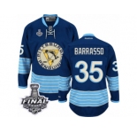 Men's Reebok Pittsburgh Penguins #35 Tom Barrasso Premier Navy Blue Third Vintage 2017 Stanley Cup Final NHL Jersey