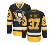 Men's Reebok Pittsburgh Penguins #37 Jeff Zatkoff Authentic Black Gold Third NHL Jersey