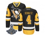 Men's Reebok Pittsburgh Penguins #4 Justin Schultz Premier Black Gold Third 2017 Stanley Cup Champions NHL Jersey