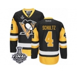 Men's Reebok Pittsburgh Penguins #4 Justin Schultz Premier Black Gold Third 2017 Stanley Cup Final NHL Jersey