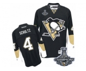 Men's Reebok Pittsburgh Penguins #4 Justin Schultz Premier Black Home 2017 Stanley Cup Champions NHL Jersey