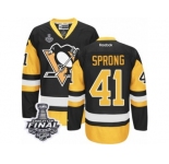 Men's Reebok Pittsburgh Penguins #41 Daniel Sprong Authentic Black Gold Third 2017 Stanley Cup Final NHL Jersey