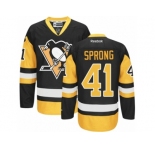 Men's Reebok Pittsburgh Penguins #41 Daniel Sprong Authentic Black Gold Third NHL Jersey