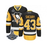 Men's Reebok Pittsburgh Penguins #43 Conor Sheary Authentic Black Gold Third 2017 Stanley Cup Champions NHL Jersey