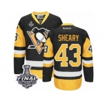 Men's Reebok Pittsburgh Penguins #43 Conor Sheary Authentic Black Gold Third 2017 Stanley Cup Final NHL Jersey