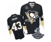 Men's Reebok Pittsburgh Penguins #43 Conor Sheary Authentic Black Home 2017 Stanley Cup Champions NHL Jersey