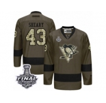 Men's Reebok Pittsburgh Penguins #43 Conor Sheary Authentic Green Salute to Service 2017 Stanley Cup Final NHL Jersey