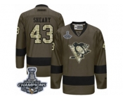 Men's Reebok Pittsburgh Penguins #43 Conor Sheary Premier Green Salute to Service 2017 Stanley Cup Champions NHL Jersey