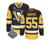 Men's Reebok Pittsburgh Penguins #55 Larry Murphy Authentic Black Gold Third 2017 Stanley Cup Final NHL Jersey