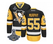 Men's Reebok Pittsburgh Penguins #55 Larry Murphy Premier Black Gold Third 2017 Stanley Cup Champions NHL Jersey
