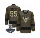 Men's Reebok Pittsburgh Penguins #55 Larry Murphy Premier Green Salute to Service 2017 Stanley Cup Champions NHL Jersey