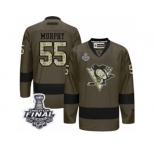 Men's Reebok Pittsburgh Penguins #55 Larry Murphy Premier Green Salute to Service 2017 Stanley Cup Final NHL Jersey