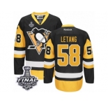 Men's Reebok Pittsburgh Penguins #58 Kris Letang Authentic Black Gold Third 2017 Stanley Cup Final NHL Jersey