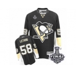 Men's Reebok Pittsburgh Penguins #58 Kris Letang Authentic Black Home 2017 Stanley Cup Final NHL Jersey