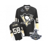 Men's Reebok Pittsburgh Penguins #58 Kris Letang Premier Black Home 2017 Stanley Cup Champions NHL Jersey