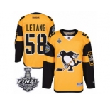 Men's Reebok Pittsburgh Penguins #58 Kris Letang Premier Gold 2017 Stadium Series 2017 Stanley Cup Final NHL Jersey