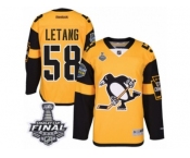 Men's Reebok Pittsburgh Penguins #58 Kris Letang Premier Gold 2017 Stadium Series 2017 Stanley Cup Final NHL Jersey