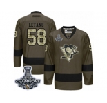 Men's Reebok Pittsburgh Penguins #58 Kris Letang Premier Green Salute to Service 2017 Stanley Cup Champions NHL Jersey