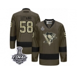 Men's Reebok Pittsburgh Penguins #58 Kris Letang Premier Green Salute to Service 2017 Stanley Cup Final NHL Jersey
