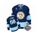 Men's Reebok Pittsburgh Penguins #58 Kris Letang Premier Navy Blue Third Vintage 2017 Stanley Cup Final NHL Jerseyy