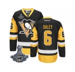 Men's Reebok Pittsburgh Penguins #6 Trevor Daley Authentic Black Gold Third 2017 Stanley Cup Champions NHL Jersey
