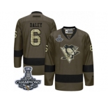 Men's Reebok Pittsburgh Penguins #6 Trevor Daley Premier Green Salute to Service 2017 Stanley Cup Champions NHL Jersey