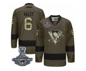 Men's Reebok Pittsburgh Penguins #6 Trevor Daley Premier Green Salute to Service 2017 Stanley Cup Champions NHL Jersey