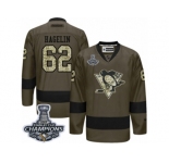 Men's Reebok Pittsburgh Penguins #62 Carl Hagelin Authentic Green Salute to Service 2017 Stanley Cup Champions NHL Jersey