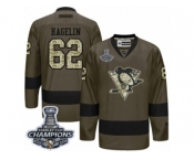 Men's Reebok Pittsburgh Penguins #62 Carl Hagelin Authentic Green Salute to Service 2017 Stanley Cup Champions NHL Jersey