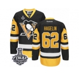 Men's Reebok Pittsburgh Penguins #62 Carl Hagelin Premier Black Gold Third 2017 Stanley Cup Final NHL Jersey