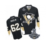 Men's Reebok Pittsburgh Penguins #62 Carl Hagelin Premier Black Home 2017 Stanley Cup Champions NHL Jersey