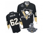 Men's Reebok Pittsburgh Penguins #62 Carl Hagelin Premier Black Home 2017 Stanley Cup Champions NHL Jersey