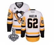 Men's Reebok Pittsburgh Penguins #62 Carl Hagelin Premier White Away 2017 Stanley Cup Final NHL Jersey