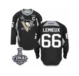 Men's Reebok Pittsburgh Penguins #66 Mario Lemieux Authentic Black Practice 2017 Stanley Cup Final NHL Jersey