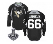 Men's Reebok Pittsburgh Penguins #66 Mario Lemieux Authentic Black Practice 2017 Stanley Cup Final NHL Jersey