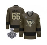 Men's Reebok Pittsburgh Penguins #66 Mario Lemieux Authentic Green Salute to Service 2017 Stanley Cup Final NHL Jersey