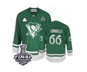 Men's Reebok Pittsburgh Penguins #66 Mario Lemieux Authentic Green St Patty's Day 2017 Stanley Cup Final NHL Jersey