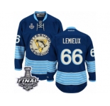 Men's Reebok Pittsburgh Penguins #66 Mario Lemieux Authentic Navy Blue Third Vintage 2017 Stanley Cup Final NHL Jersey