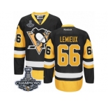 Men's Reebok Pittsburgh Penguins #66 Mario Lemieux Premier Black Gold Third 2017 Stanley Cup Champions NHL Jersey