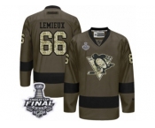 Men's Reebok Pittsburgh Penguins #66 Mario Lemieux Premier Green Salute to Service 2017 Stanley Cup Final NHL Jersey