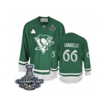 Men's Reebok Pittsburgh Penguins #66 Mario Lemieux Premier Green St Patty's Day 2017 Stanley Cup Champions NHL Jersey