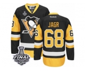 Men's Reebok Pittsburgh Penguins #68 Jaromir Jagr Authentic Black Gold Third 2017 Stanley Cup Final NHL Jersey