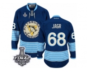 Men's Reebok Pittsburgh Penguins #68 Jaromir Jagr Authentic Navy Blue Third Vintage 2017 Stanley Cup Final NHL Jersey