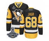 Men's Reebok Pittsburgh Penguins #68 Jaromir Jagr Premier Black Gold Third 2017 Stanley Cup Champions NHL Jersey
