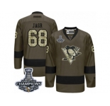 Men's Reebok Pittsburgh Penguins #68 Jaromir Jagr Premier Green Salute to Service 2017 Stanley Cup Champions NHL Jersey