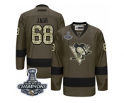 Men's Reebok Pittsburgh Penguins #68 Jaromir Jagr Premier Green Salute to Service 2017 Stanley Cup Champions NHL Jersey