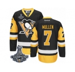 Men's Reebok Pittsburgh Penguins #7 Joe Mullen Authentic Black Gold Third 2017 Stanley Cup Champions NHL Jersey