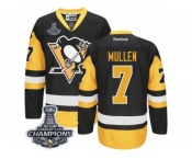 Men's Reebok Pittsburgh Penguins #7 Joe Mullen Authentic Black Gold Third 2017 Stanley Cup Champions NHL Jersey