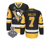 Men's Reebok Pittsburgh Penguins #7 Joe Mullen Premier Blac Gold Third 2017 Stanley Cup Final NHL Jersey
