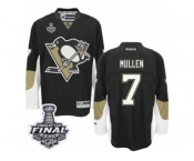 Men's Reebok Pittsburgh Penguins #7 Joe Mullen Premier Black Home 2017 Stanley Cup Final NHL Jersey